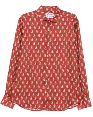 MC2 Saint Barth Pamplona Floral-Print Linen Shirt - Red