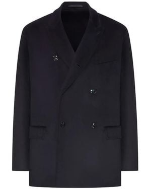 Giorgio Armani Double-Breasted Cashmere Jacket - Blue