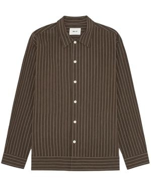 NN07 Stripe-Pattern Shirt - Brown