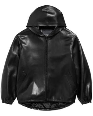 Balenciaga Hooded Leather Jacket - Black