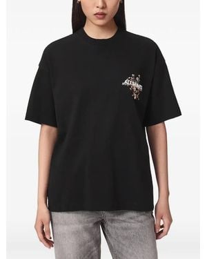 AllSaints Floral-Print T-Shirt - Black
