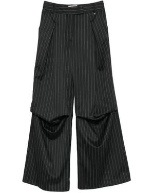 Aniye By Pinstripe-Pattern Draped Trousers - Black