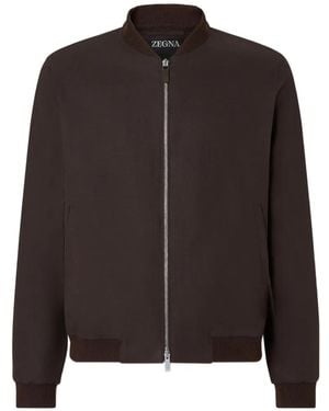 ZEGNA Oasi Lino Bomber Jacket - Brown