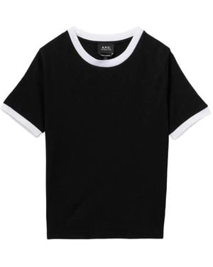 A.P.C. Camiseta Con Ribete En Contraste - Negro
