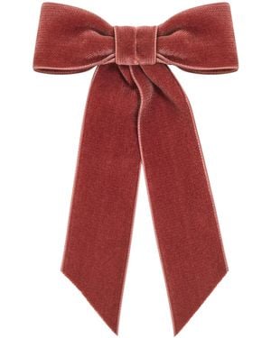 Jennifer Behr Wide Velvet Bow Barrette - Red