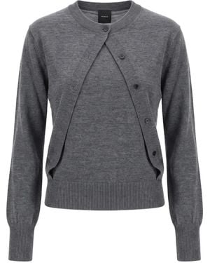 Pinko Jersey Sin Mangas Con Cárdigan Integrado - Gris