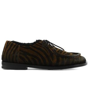 Elena Iachi Zebra-Print Derby Shoes - Black