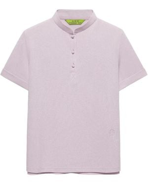 Shanghai Tang Shou Mandarin-Collar Knot-Button Polo Top - Pink
