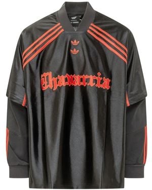 adidas Layered-Sleeve Logo-Embroidered Sweatshirt - Gray
