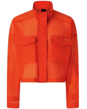 Pinko Logo-Embroidered Cropped Jacket - Orange