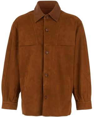 sunflower Buttoned Leather Shirt - Brown