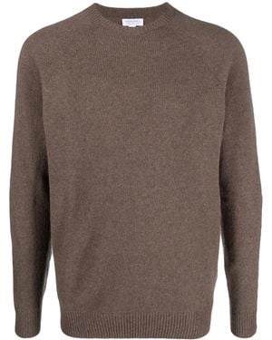 Sunspel Crew-Neck Wool Jumper - Brown