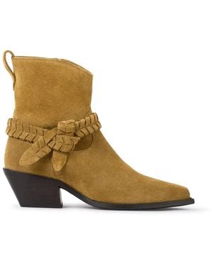 Ba&sh Lowcowby Suede Cowboy Boots - Brown