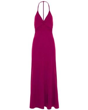 CuAnna Ruched Halterneck Dress - Purple