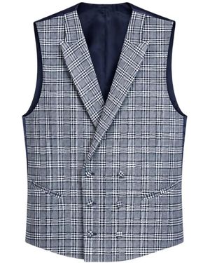 ETIEM TEXTIL S.L. Veston Croisé À Carreaux - Blue