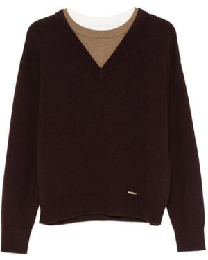 Sandro V-Neck Sweater - Brown