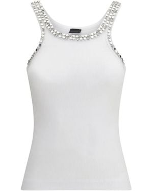 Pinko Ribbed Top With Jewel Embroidery - Grey