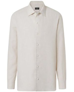 ZEGNA Button-Down Long-Sleeve Shirt - White