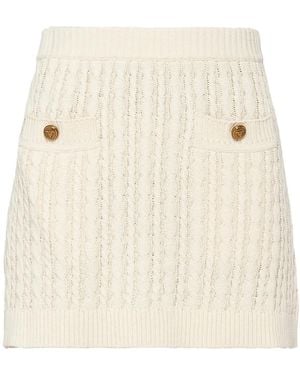 Prada Cable-Knit Cotton Miniskirt - Natural