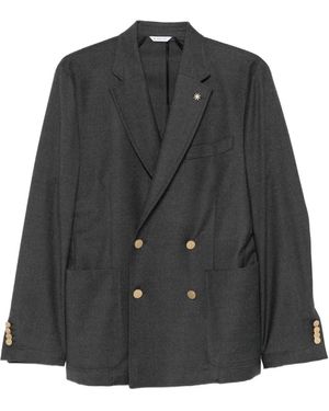 Manuel Ritz Double-Breasted Button Jacket - Black
