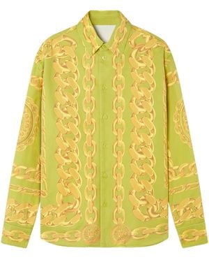 Versace Camicia Con Stampa Medusa Chains - Giallo