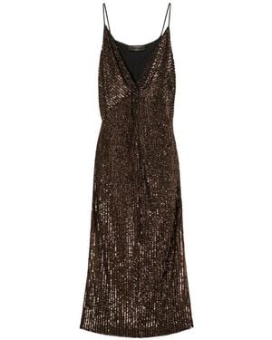 Twinset Sequin Long Dress - Brown