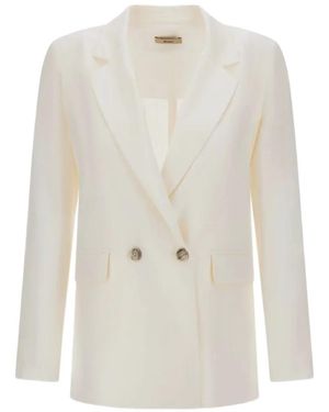 Herno Double-Breasted Linen Blazer - White