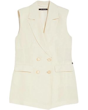 Pennyblack Double-Breasted Sleeveless Vest - Natural