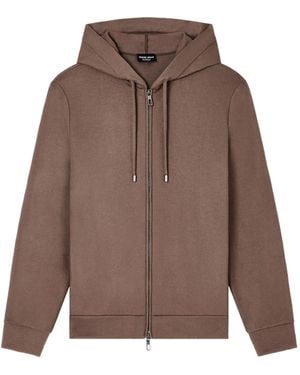 Giorgio Armani Zip-Up Drawstring Hoodie - Brown