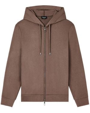Giorgio Armani Zip-Up Drawstring Hoodie - Brown