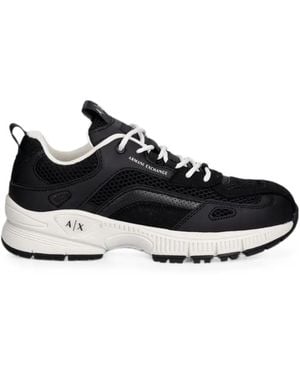 ARMANI EXCHANGE Panelled Mesh-Insert Trainers - Black