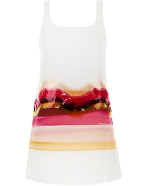 Fendi Sequin-Embellished Striped Mini Dress - White