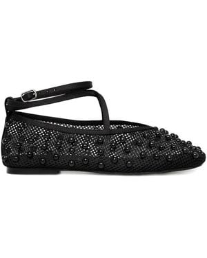 Stine Goya Bead-Embellished Mesh Ballet Flats - Black