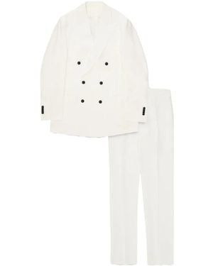 Fortela Double-Breasted Peak-Lapel Suit - White
