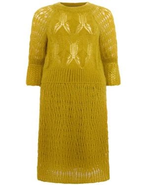 Alberta Ferretti Open-Knit Midi Dress - Yellow