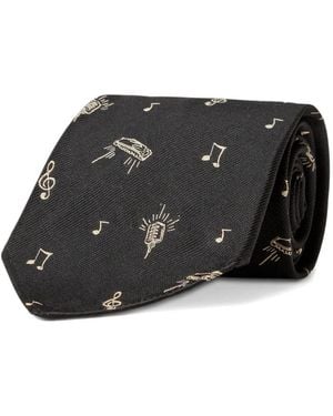 RRL Musical-Motif Silk Tie - Black