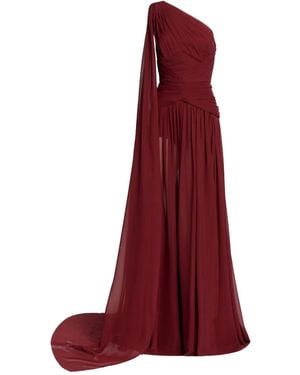 Elie Saab One-Shoulder Draped Gathered Silk-Georgette Gown