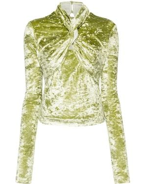 Nanushka Iride Twist-Detailing Velvet Top - Green