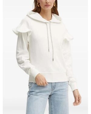 Silvian Heach Ruffle Embellished Hoodie - White