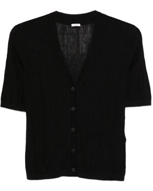 JOSEPH Sens Crinkle Ribbed Cardigan - Black