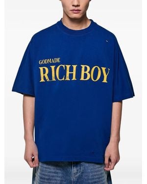 GODMADE T-Shirt Im Distressed-Look - Blau