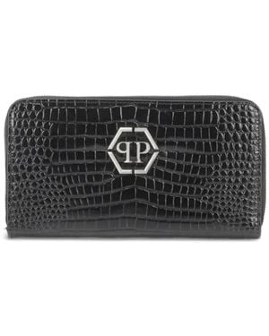 Philipp Plein Cartera Con Efecto De Piel De Cocodrilo - Negro