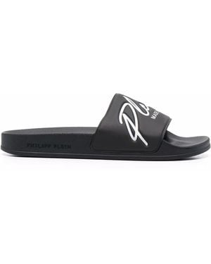 Philipp Plein Embossed Logo Slides - Black