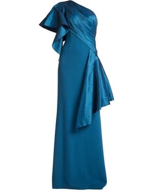Tadashi Shoji Robe Longue À Encolure Asymétrique - Bleu