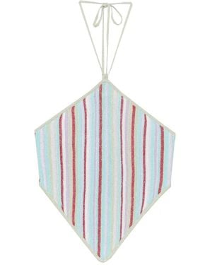 Asta Resort Marielle Striped Halterneck Top - White