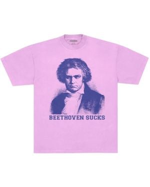 Pleasures Symphony Beethoven-Portrait Graphic T-Shirt - Pink