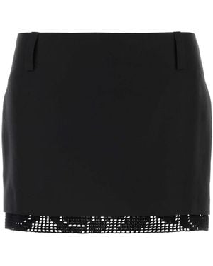 Magda Butrym Mini Skirt With Crochet Lace Trim - Black