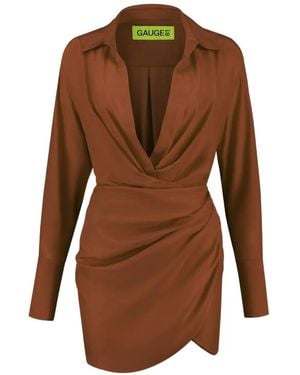 GAUGE81 Asymmetrisches Naha Minikleid - Braun