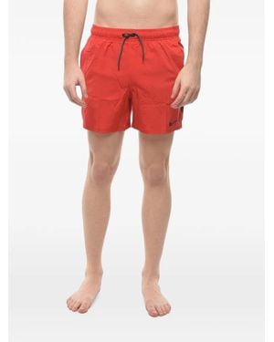 Nike Logo-Print Elasticated Swim Shorts - Red