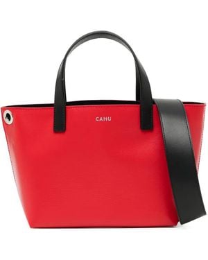 CAHU Logo-Printed Tote Bag - Red